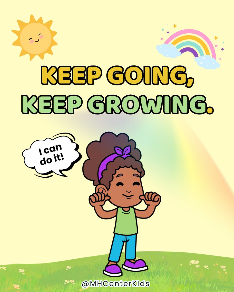 MHCenterKids's tweet image. &quot;Keep going, keep growing!&quot; 🌱 

With your love and support, children can thrive in ways we never imagined. Let&apos;s nurture their curiosity, creativity, and confidence together! 💖

Join us in fostering a brighter future for our kids. 

#KeepGoing #KeepGrowing #ChildDevelopment…