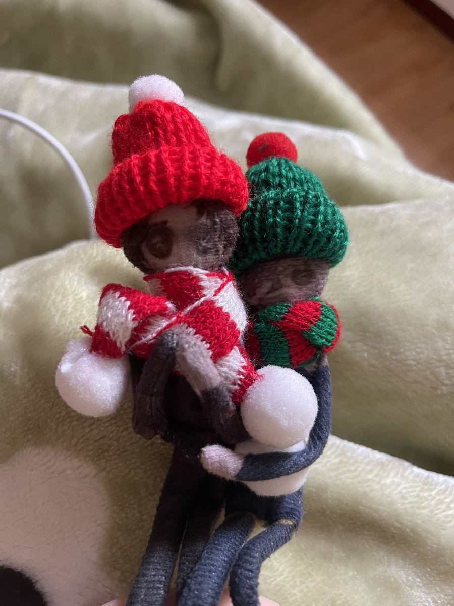 我给他们买了新帽子和围巾