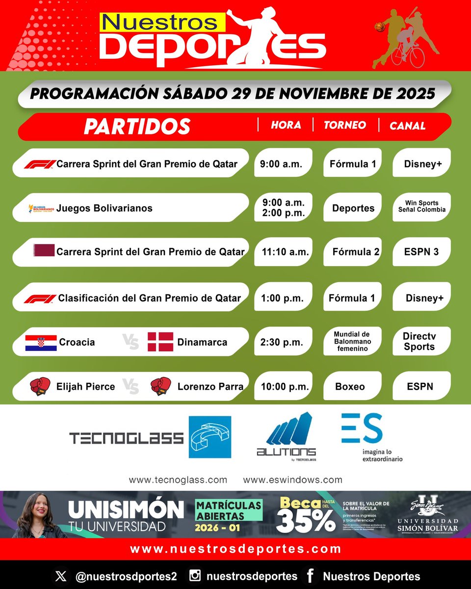 nuestrosdporte2's tweet image. #Programación deportiva del sábado