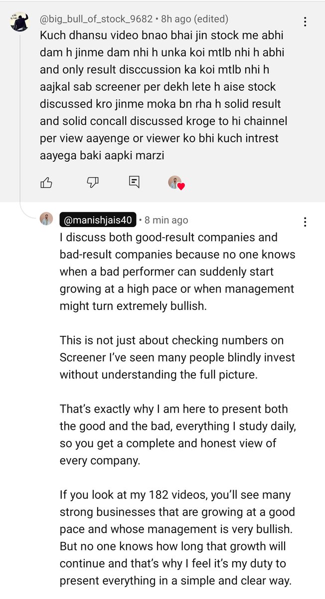 When I started making videos, I used to worry about who would watch them. But now, I don’t care about views I care about honesty.

I talk about every business:

• The ones going through a bad phase with no growth, and

• The ones growing at a fast pace with highly bullish