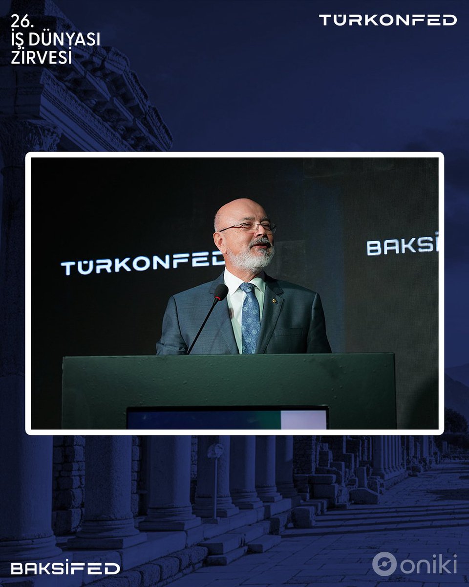 turkonfed's tweet photo. TÜRKONFED 26. İş Dünyası Zirvesi bugün büyük bir heyecanla başladı!

Bu yıl, “Küresel Kırılma Döneminde Türkiye” temasıyla düzenlenen zirvenin birinci gününde, bu ülkemizin 81 ilinden gelen federasyon ve dernek üyelerimiz bir araya geldi.

Türkiye’nin en büyük iş dünyası zirvesinde açılış konuşmalarını TÜRKONFED Yönetim Kurulu Başkanı Süleyman Sönmez, TÜRKONFED Yüksek Danışma Kurulu Başkanı Sefa Targıt, zirvenin ev sahibi BAKSİFE’D’in Yönetim Kurulu Başkanı Mustafa Cengiz ve KEMİAD Yönetim Kurulu Başkanı Rıza Sönmez gerçekleştirdi. 

Ekonomiden üretime, dijital dönüşümden küresel dinamiklere ufuk açıcı bir çerçeve sunan konuşmalarda, “umut” ve “birlik” temaları öne çıktı. 

Yarın, Antalya’da iş dünyasının geleceğini konuşmayı sürdüreceğiz.

Zirvemizin ikinci gününde görüşmek üzere.

#türkonfed #türkonfedzirve