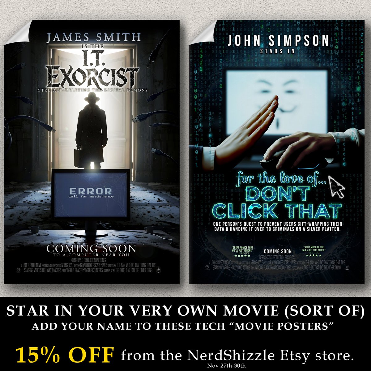 thatsnonsense's tweet image. Happy &apos;Black Friday&apos; to all of you.
For those responsible for looking after your friends tech-wise, here&apos;s something unique on offer for you from @NerdShizzle - poster prints for yourself or the person you turn to for tech help. (link in comments)
#techgift