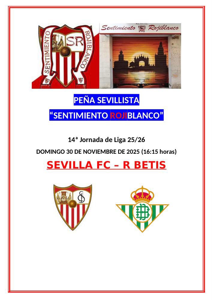 Si eres sevillista y quieres vivir el partido con sevillistas y ambiente totalmente sevillista, vente con nosotros.
Este partido es especial y tienes la Bombonera de Pío XII abierta para ti aunque no seas socio.