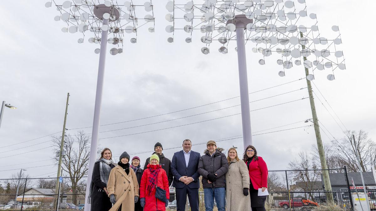 This week, we joined #BarrieMayor <a href="/AlexFromBarrie/">Alex Nuttall</a>, members of the #PublicArt Committee, and the artists, Studio F Minus, to celebrate #Barrie's newest public art sculpture at the Barrie Allandale Transit Terminal! Learn more about the Exhale sculpture at barrie.ca/exhale