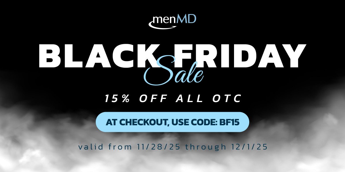 menMD_'s tweet photo. Black Friday SALES are LIVE at https://t.co/3WFPw0t5Jd 
.
Take 15% off all OTC men’s health products - from performance essentials to daily wellness support.
.
Use code BF15 at checkout. Limited time only. ⏳  https://t.co/wnMkpw48hW https://t.co/I3USEuj62J