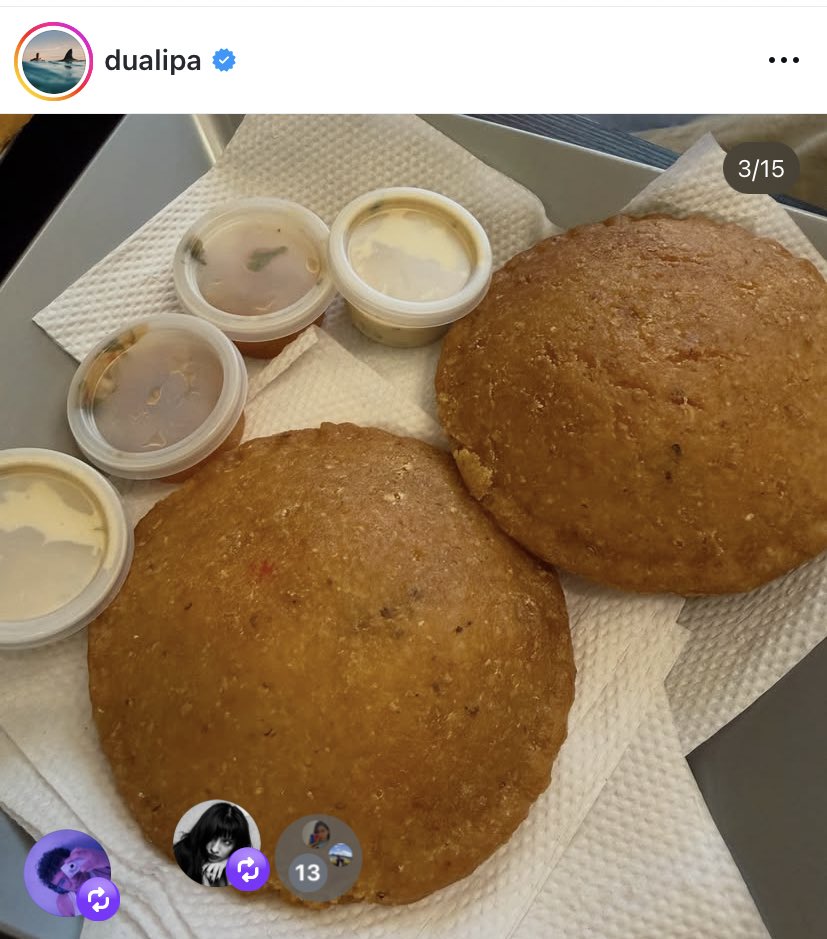 hasta dua lipa comió arepa e’ huevo y la otra dizque no come porque se brota 🤨🤨🤨