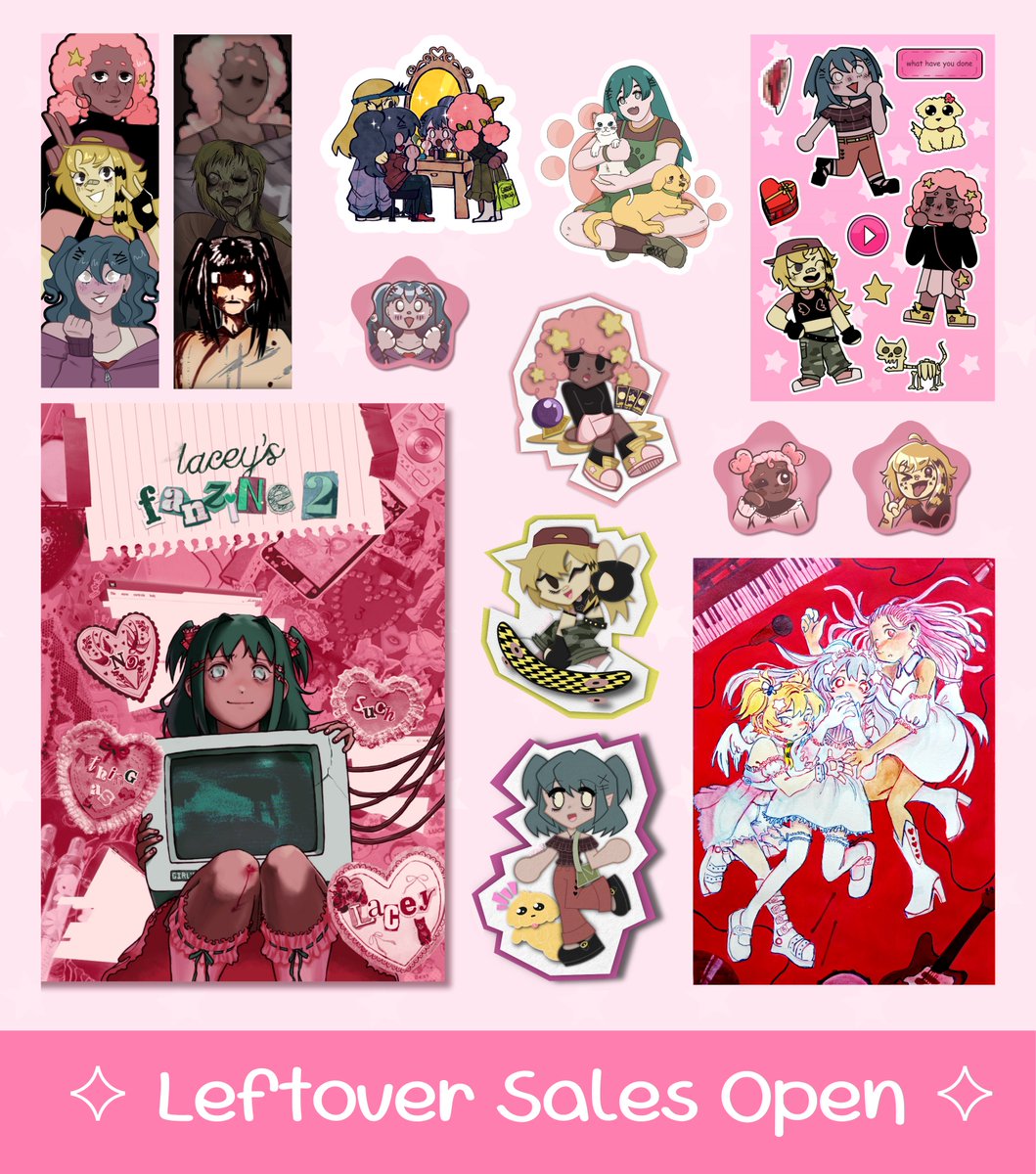 🎀Leftover Sales Open🎀

We're selling all the remaining items that we have! Look out for a giveaway announcement later!!

✨laceysfanzine.bigcartel.com