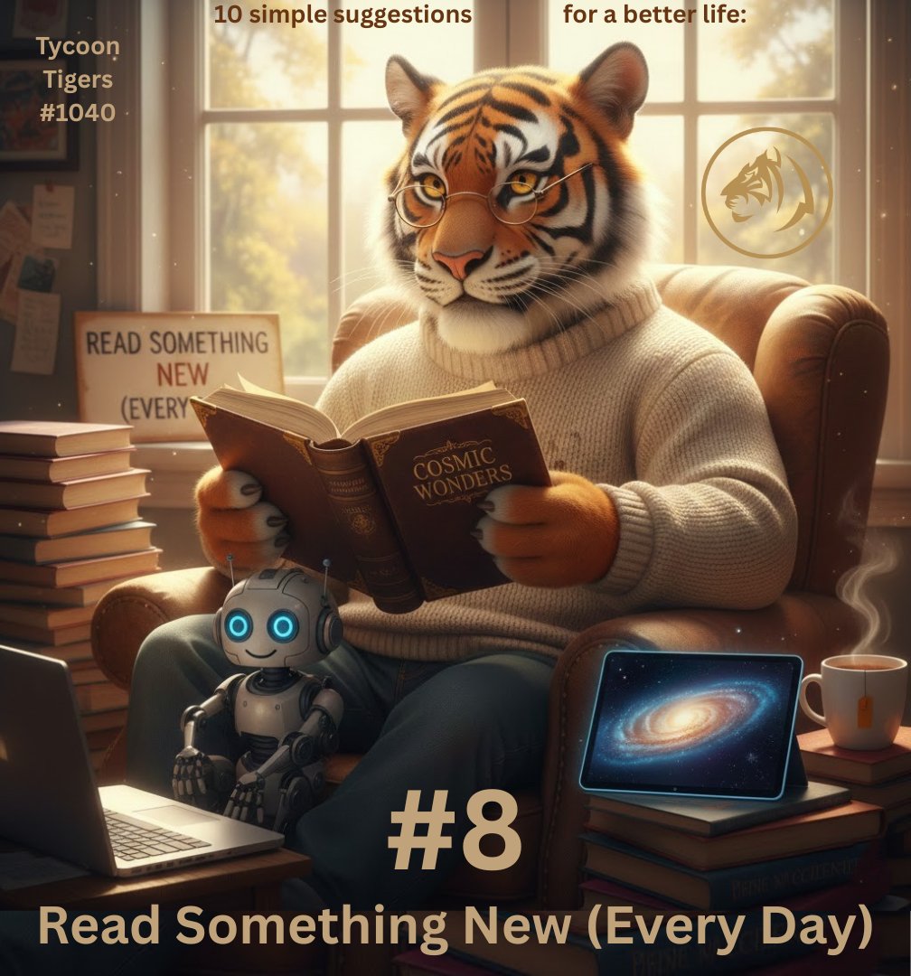 Qhu_NFT's tweet image. Spend even 15 minutes reading a book, article, or resource that expands your knowledge or sparks joy. @TycoonTigers