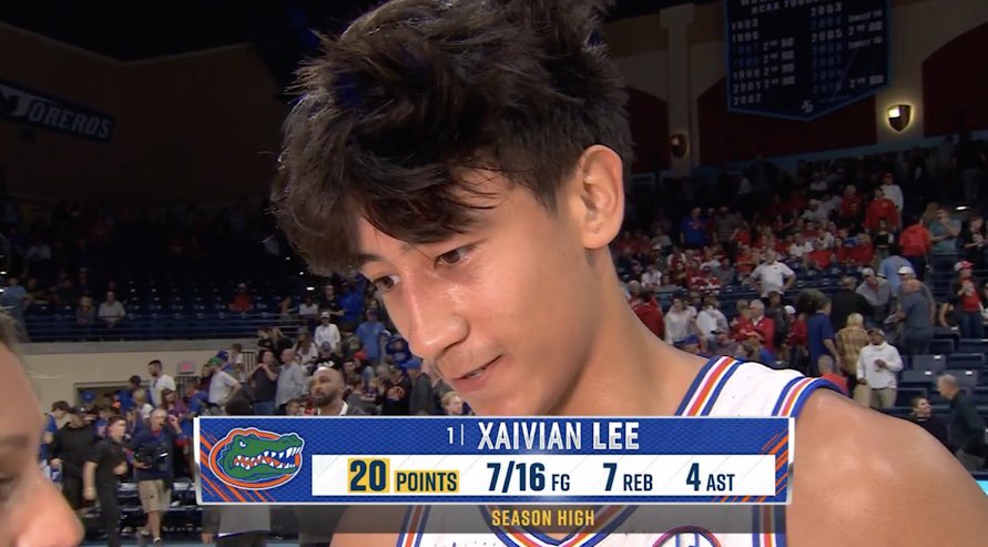 libaanstar1's tweet photo. Canadian Xaivian Lee with 20 points, 7 rebounds and 4 assists against Providence ๐จ๐ฆ
By far his best game since joining Florida after some early season struggles. https://t.co/ppd08HOGlU