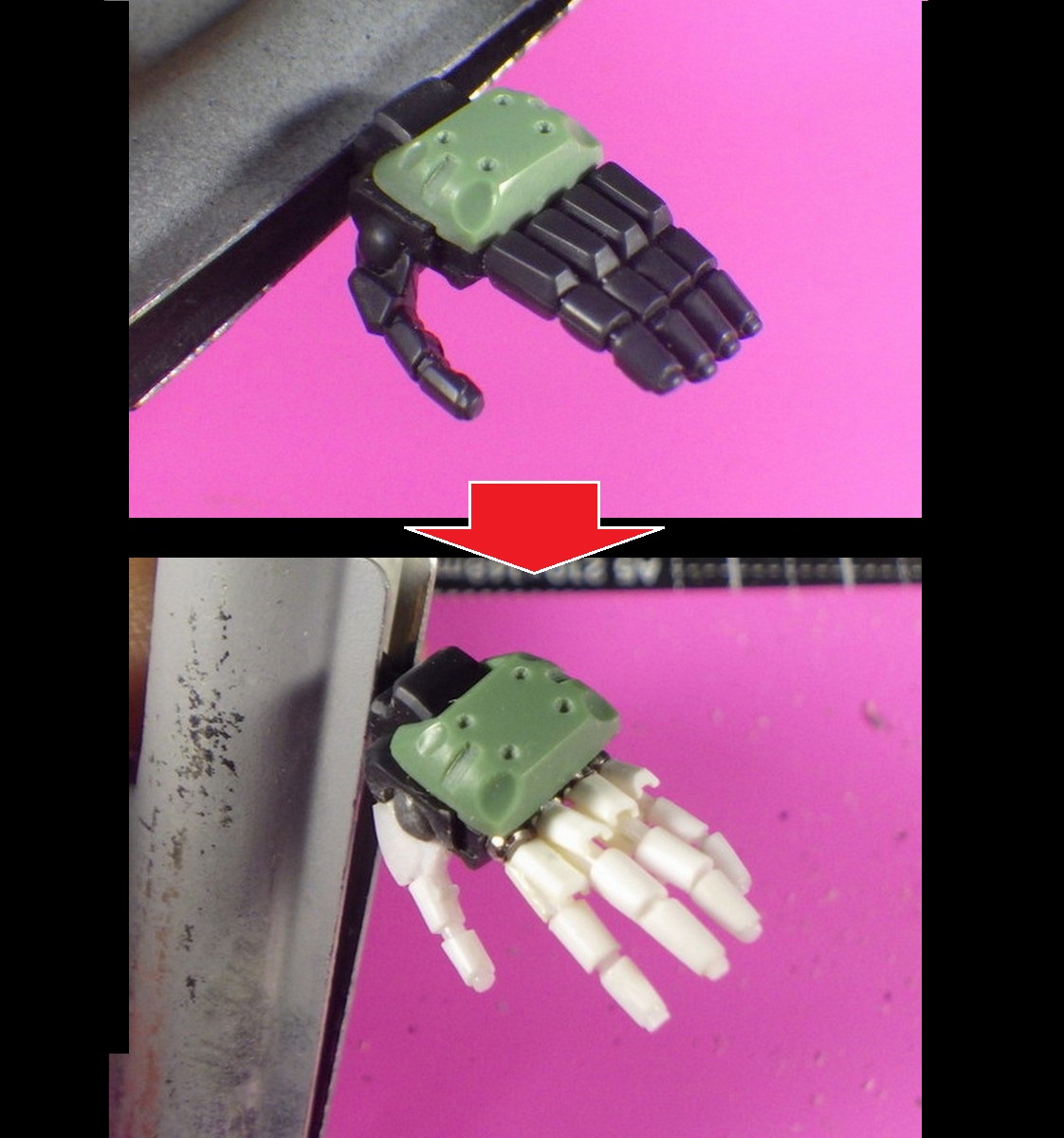 n_blood7's tweet image. ＃ザクGQ

ジークアクスのザクの
ハンドパーツを少しディテールUP
したよ～ん😚👍