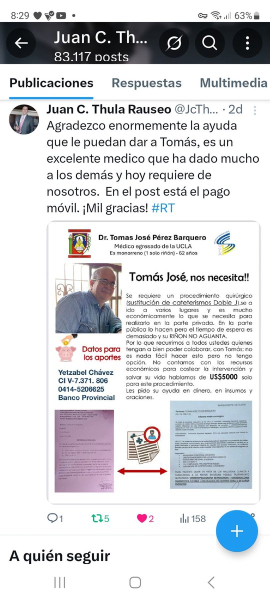 Agradecemos el apoyo que nos puedan brindar para Tomas. En el flayer esta el pago móvil para los que puedan hacer una obra de corazón