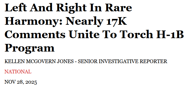 BarefootStudent's tweet image. The Department of Homeland Security received close to 17,000 comments on H-1B reform showing that H-1B is intensely disliked by nearly all Americans.

Reform is not enough. Congress must end it.