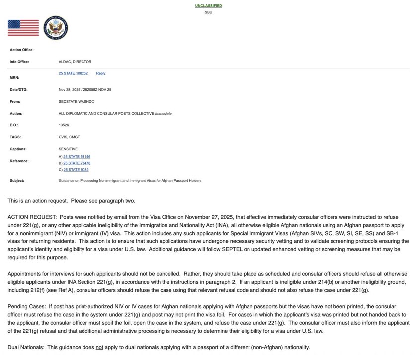 🚨 INSTANT WIN: Sec. Marco Rubio just SLAMMED the brakes on ALL Afghan visas FROZEN at every US embassy &amp; consulate, effective IMMEDIATELY. 

No more jihadist imports!