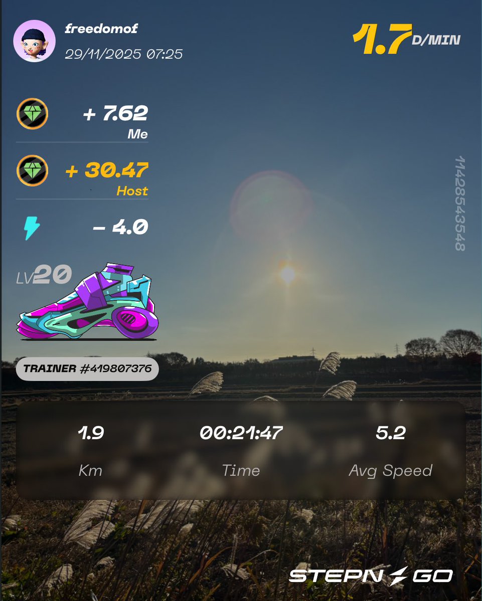 FreedomofHog's tweet image. Day 26(23th time)
おはようございますぅぅう🦖🌞
さぁ仕事行くぞぉおおおおお🥹
@michael_web0⁩ 
⁦#STEPNGO⁩ 
Here&apos;s my participation to ⁦#STEPNGOxadidas⁩ physical Ultraboost 5 Contest! Check ⁦@Stepnofficial⁩ for more details!