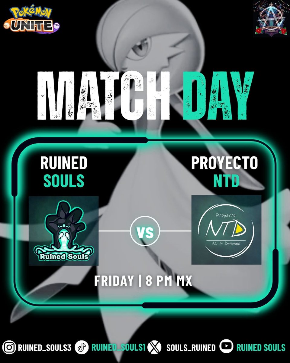 Hoy tenemos 2 torneos, primero en #pokemonunite en la Liga IL Chrismas Anarchy y después en #WildRift en la liga Champions ❤️‍🔥 

No sé pierdan a los 2 rosters que representan a #ruinedsouls #GORS