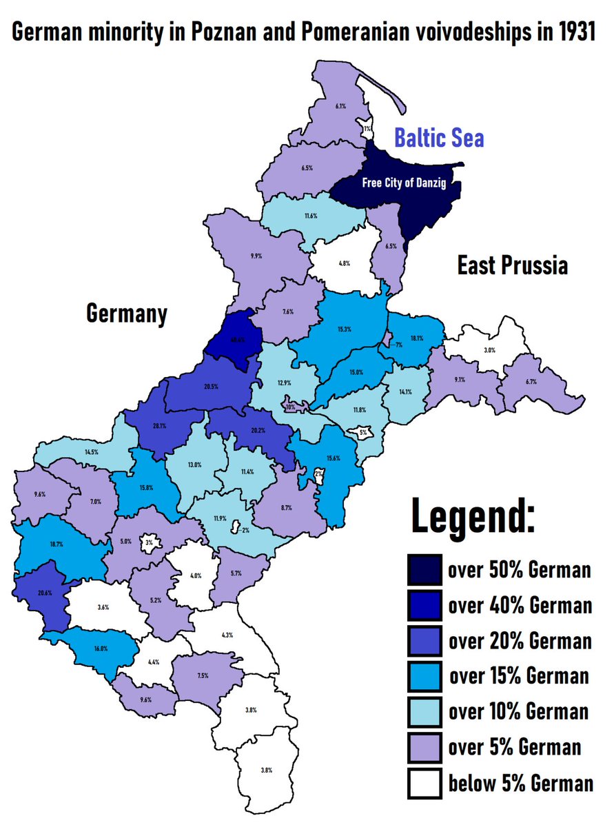 ChurchillMyths's tweet photo. The Polish corridor was not predominantly ethnically German. Only the Free City of Danzig was, and it had special political arrangements recognizing its character. https://t.co/SMcxUGpC8K