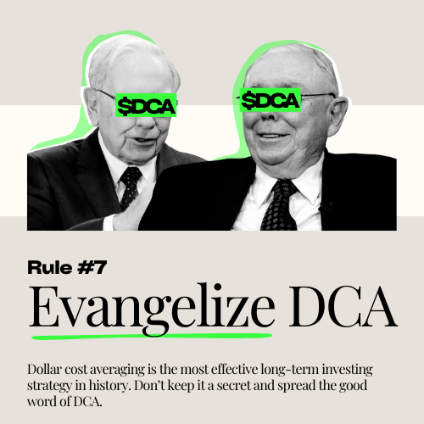 DocJimmys's tweet image. Rule #7 of $DCA:

Evangelize DCA. Dollar cost averaging is the most effective long-term investing strategy in history. Don&apos;t keep it a secret and spread the good word of DCA.

This is how we create a better space. If you want less bad actors, mass extraction, and poor trading…