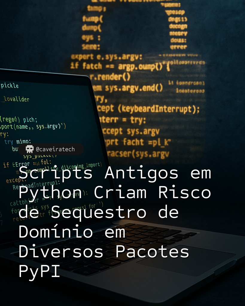 caveiratech's tweet image. Vulnerabilidade em pacotes Python pode ser explorada por ataque via domain takeover: Pesquisadores identificaram falha em bootstrap scripts usados em pacotes legacy que buscam código em domínio legado à venda, expondo usuários a execução remota de código malicioso.