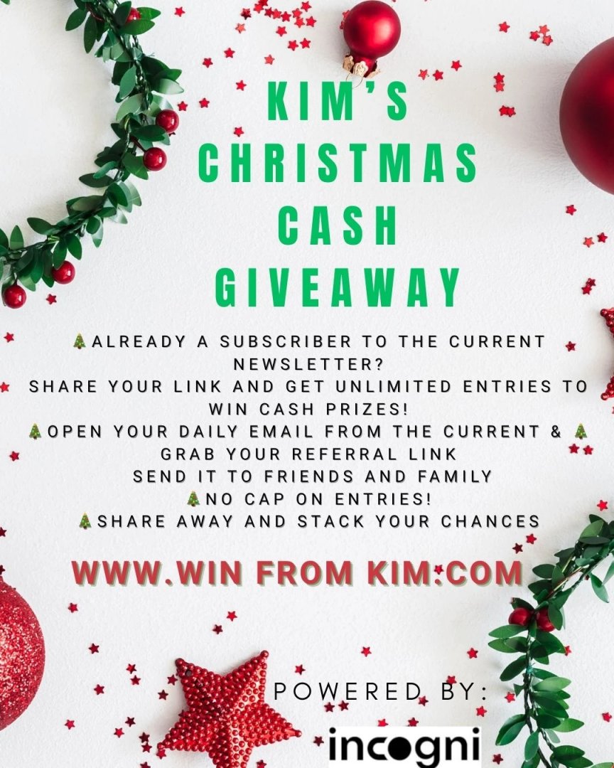 kimkomando's tweet image. It's Black Friday! What is ONE item you need?🎄COMMENT
BELOW!  And While YOU search for deals, ENTER TO WIN Kim's Christmas Cash Giveaway!

ENTER HERE: winfromkim.com

This week's giveaway powered by Incogni

#TheCurrent #KomandoShow #ChristmasCash #Giveaway
#HolidayWins