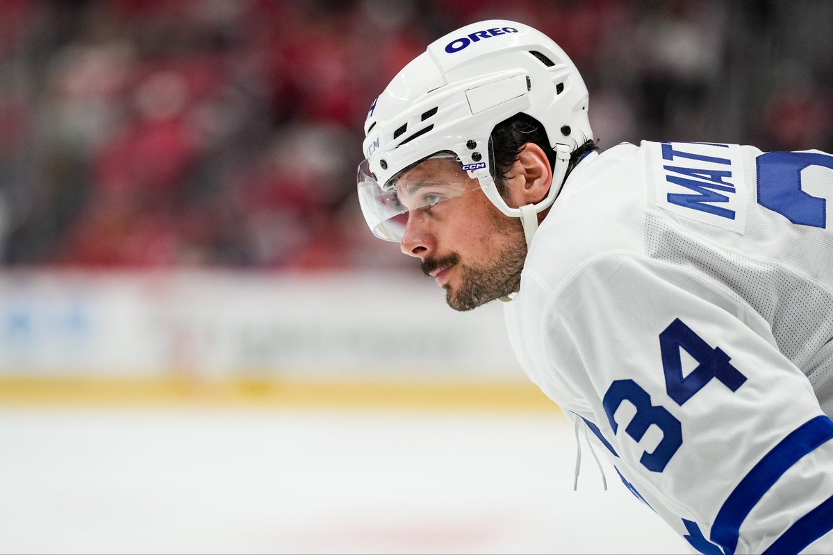 LeafsPR's tweet image. With an assist on Matthew Knies’ goal at 2:49 of the second period, Auston Matthews has moved into sole possession of fifth on the Maple Leafs’ all-time point register.