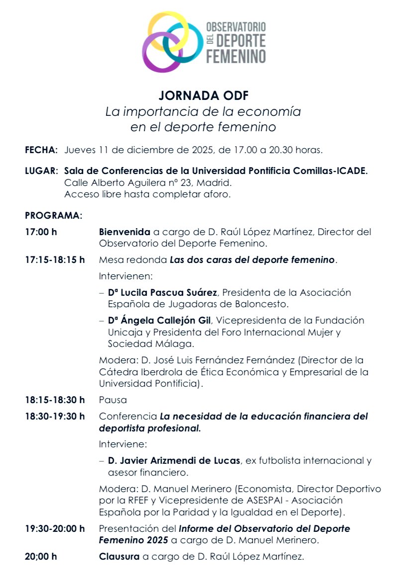 🗓️ El jueves 11 de diciembre, de 17:00 a 20:30, jornada para presentar el Informe de 2025, con una mesa redonda y una conferencia👇

📍 Sala de Conferencias de la Universidad Pontificia Comillas-ICADE. Calle Alberto Aguilera, 23, de Madrid. Con acceso libre hasta completar aforo.