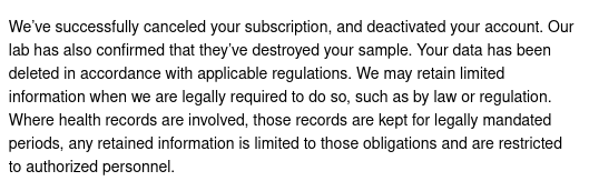 Mise à jour : La CCPA a demandé à Nucleus de supprimer toutes mes données. Leur réponse était plutôt acceptable, mais je