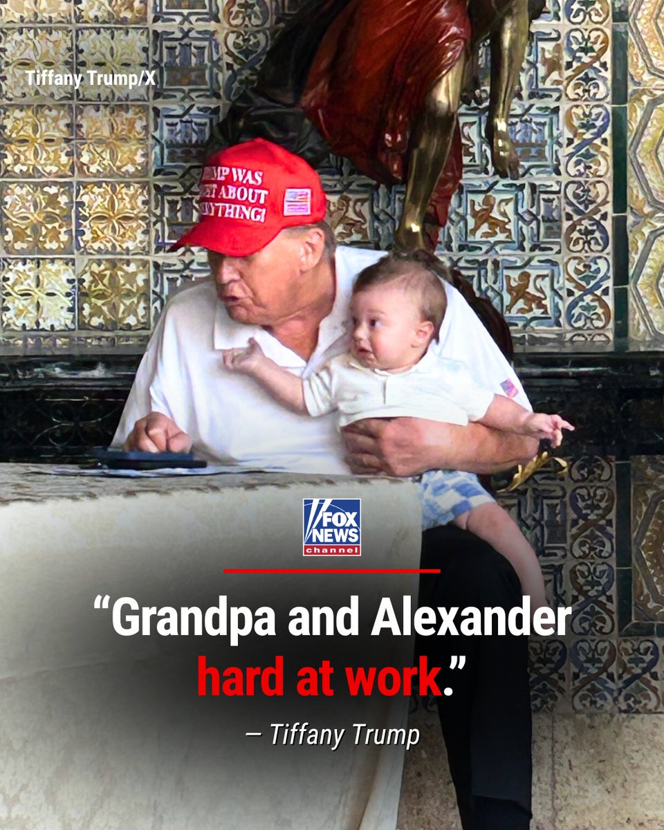 FoxNews's tweet image. GRANDPA DUTY: President Trump and his grandson Alexander shared a sweet moment Friday at his West Palm Beach golf club — captured in a photo posted by Tiffany Trump.