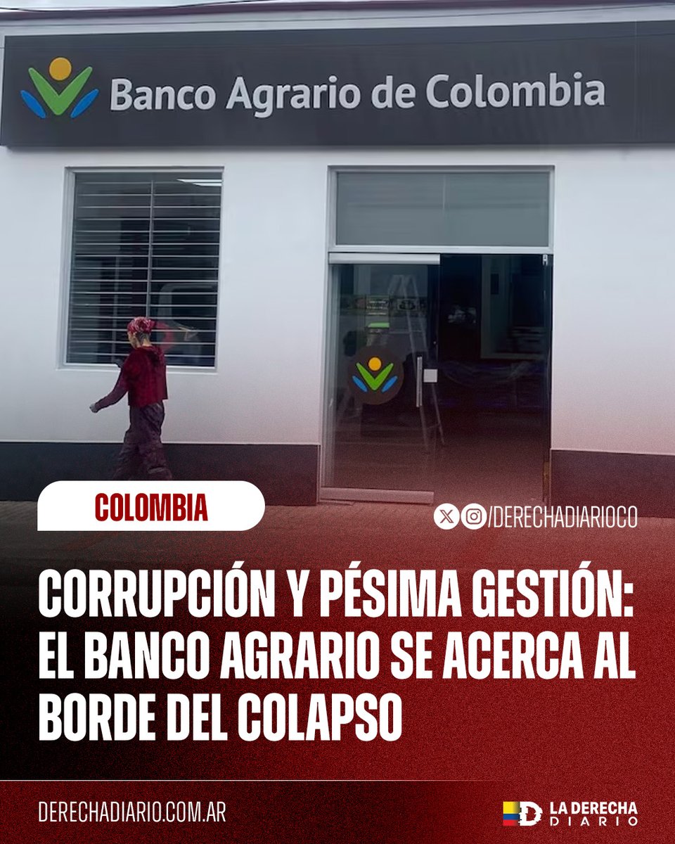 🚨🇨🇴 | TODO LO QUE TOCA EL ESTADO LO ARRUINA: La crisis del Banco Agrario estalla: programas rurales desmontados, utilidades desplomadas, gasto sin control y corrupción a favor de la familia de Verónica Alcocer, mujer de Petro, dejan al único banco público al borde del colapso.