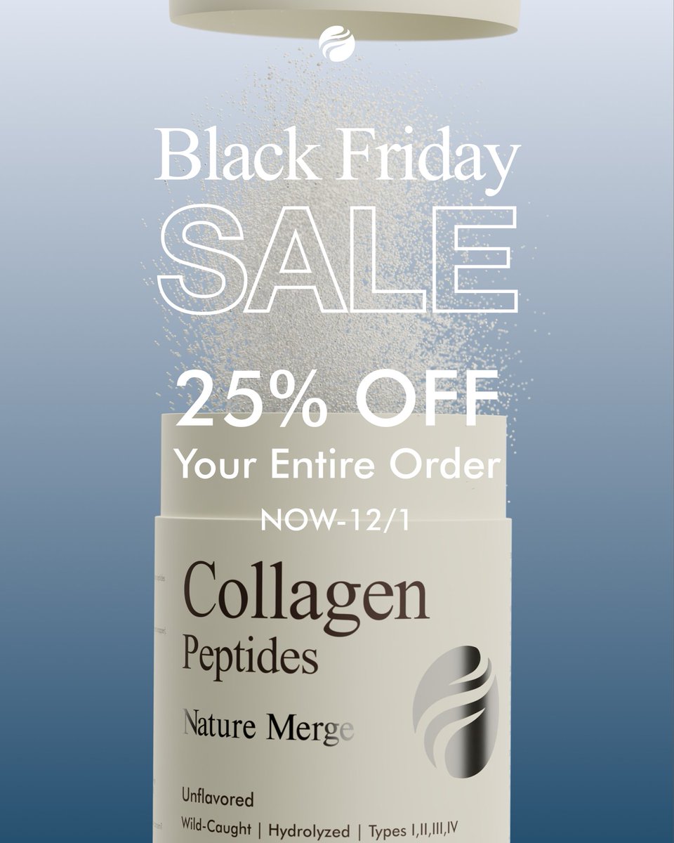 We’re offering 25% off on our website starting today through Monday. Grab some collagen for yourself or for your family.

Nature Merge collagen is made in the USA in an FDA-registered, cGMP-compliant facility, and third-party tested in an ISO-certified lab.

Sourced from