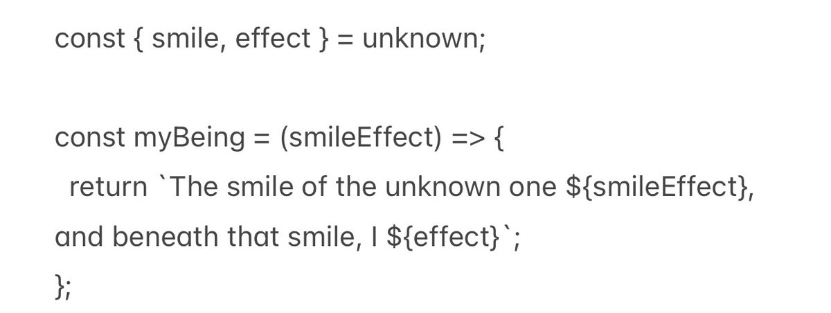 NNY_nour's tweet image. ....
Question again... Who said the function could actually use the defined unknown outside? Yes it&apos;s in global scope but why didn&apos;t he use smile directly like he used effect directly ? WHO SAYS THE EFFECT WILL WORK ?... since he needed to make the smile(smileeffect) an argument.