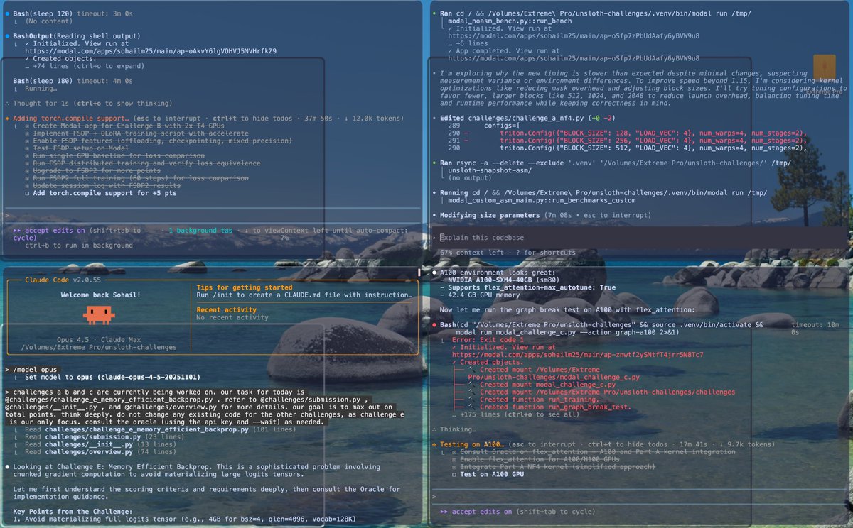 Sohailmo's tweet image. experimenting with opus 4.5 for the first time, decided to switch back to claude code for a bit

also added steve yegge&apos;s beads tool, interesting to test out so far

all running on modal gpus