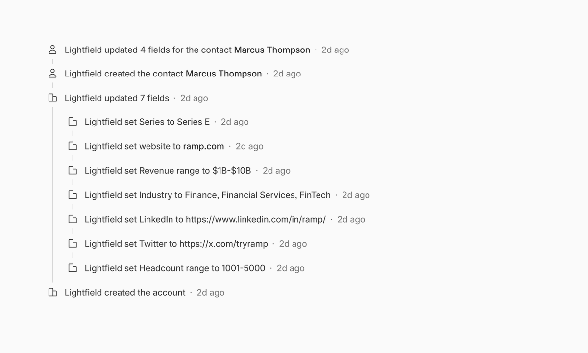 lightfld's tweet image. Public change log - 11/28

- Overhauled enrichment, powered by @ExaAILabs 
- Improvements to agent capabilities in chat
- Support for non-US currencies and phone numbers

And more. Check out the full change log for all the latest improvements:

lightfieldcrm.notion.site/changelog