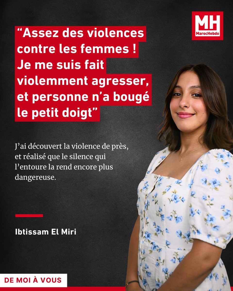 marochebdo's tweet image. J’ai découvert la violence de près, et réalisé que le silence qui l’entoure la rend encore plus dangereuse.

➡ maroc-hebdo.com/article/assez-…

#Violence #Silence #PriseDeConscience #Société #ParoleLibérée