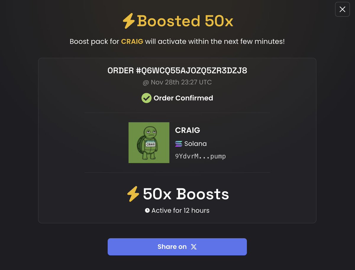 🚀 Daily DEX Boost Activated

Today’s boost is now set to 50×, even though we usually run 100× daily.

I’ll be putting another 50× later this evening, keeping momentum alive while conserving fuel for stronger pushes ahead.

Still driving visibility and traction tonight, slow and