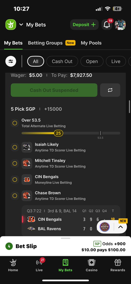Jeff88028836's tweet image. Both Mitchell tinsley and likely should of scored last night , Burrow over three tinsly on first drive wide open TD , then likely fumbles at goaline almost like demecardo did vs titans #NFLScripted for #Draftkings  cashout should of atleast been a couple hundred