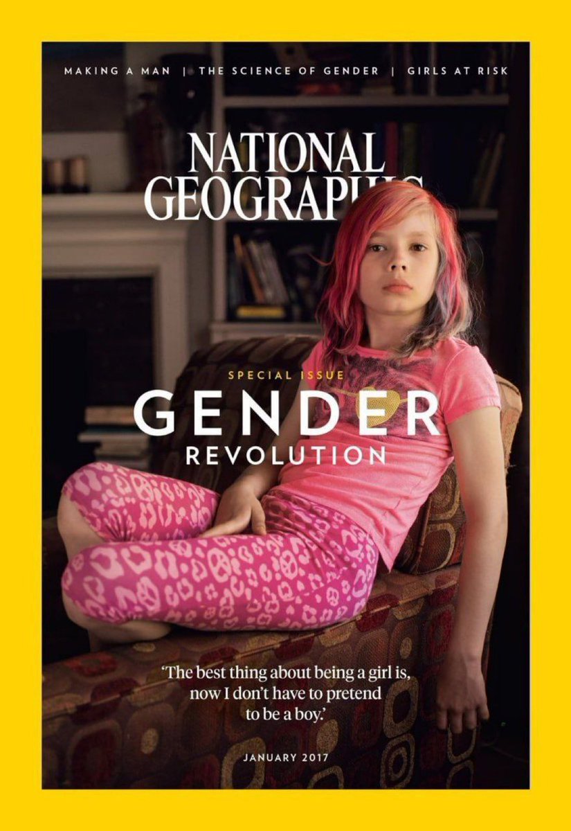 alainpaulweber's tweet image. La folie criminelle de la transition de genre chez les enfants, étant entendu que chez les adultes ce n’est que de la folie !

« En 2017, Avery Jackson, 9 ans, cheveux roses, faisait la couverture de National Geographic avec cette phrase : « La meilleure chose d’être une fille,…