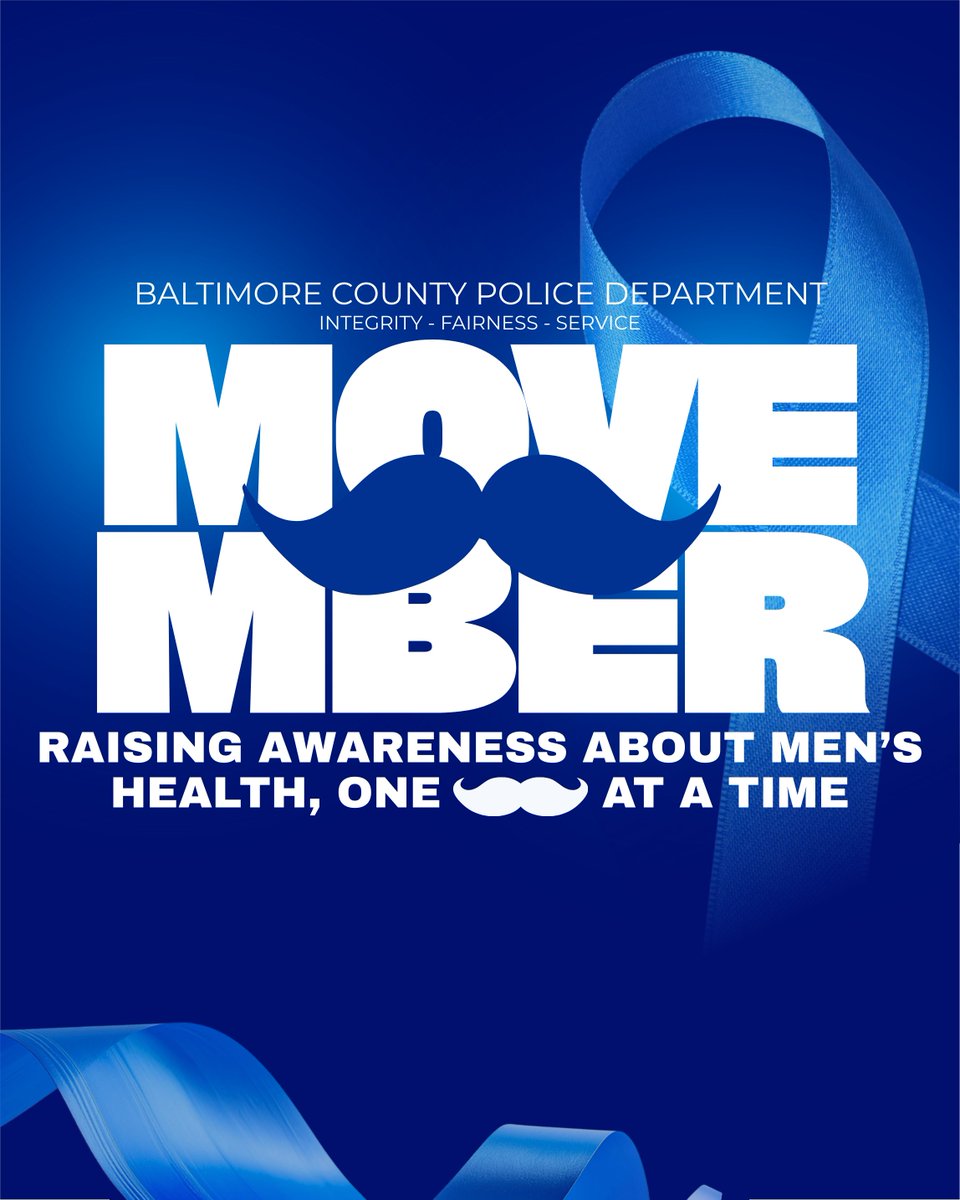 BaltCoPolice's tweet image. As November wraps up, let’s take a moment to recognize #Movember, a month dedicated to raising awareness about men’s mental health, and to remind ourselves that supporting the men around us is important all year round.