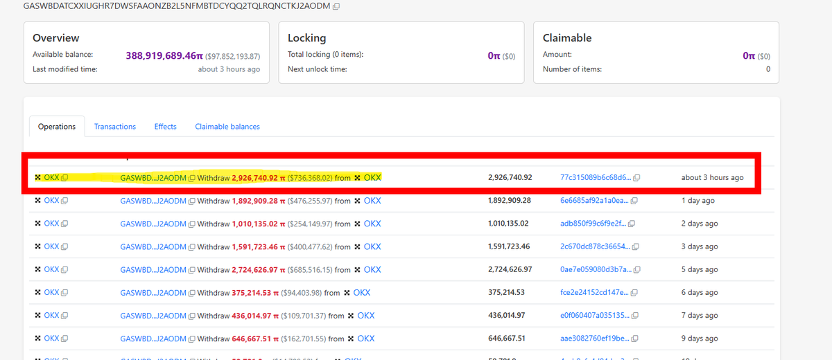 Koreanteacher1's tweet image. The GASW wallet has withdrawn another 2,926,740 Pi from OKX.

There are rumors going around that this wallet is connected to the Core Team.

Is that actually true?

#Pi #PiNetwork #Picoin #파이 #OKX #파이코인