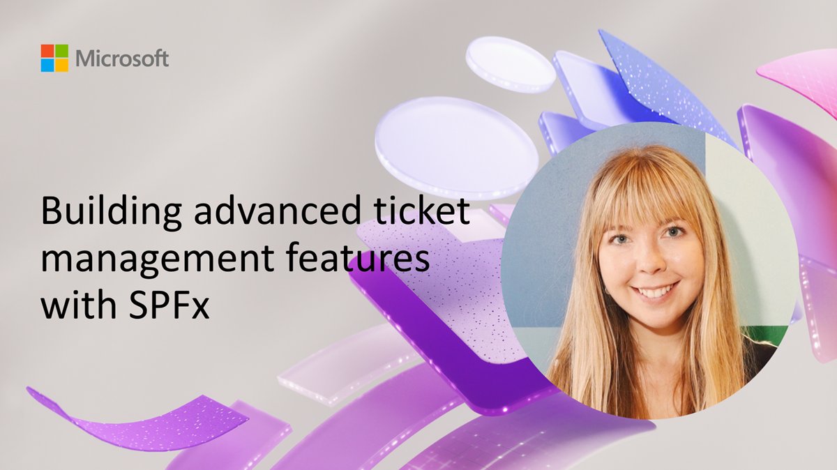 SharePoint's tweet image. 💡 Build advanced ticket management with SPFx

Let Katrina Frolkina show you a SharePoint help desk solution built with SPFx, including SharePoint agent.

📺 Watch now → msft.it/6019tR5bl

#Microsoft365 #Microsoft365Dev #SharePoint #SPFx