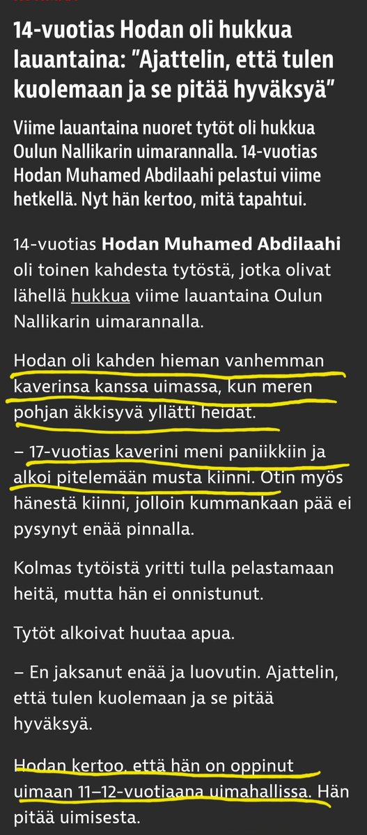 ALuukkainen's tweet image. Kuinka tytöt huomasivat, että on äkkisyvää, jos kerran uivat normaalisti ja osasivat uida? Minä itse olen pienestä pitäen uinut lopuksi takaisin niin lähelle rantaa, että jalat ulottuvat varmasti pohjaan. Ellen sitten ole päättänyt polskia paikallaan pystysuorassa.