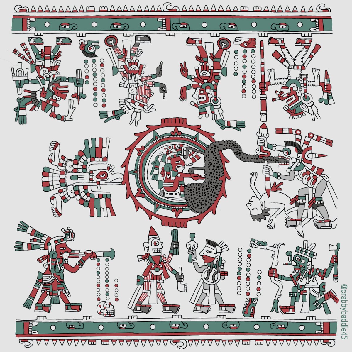 crabbybaddie45's tweet image. Here&apos;s the first page of Codex Laud, Mictlan is cipactli&apos;s digestive system,and cipactli &quot;rejecting&quot; to the Sun every morning,so that&apos;s why mictlantecutli is throwing excrement up toward Tonatiuh
#aztec #nahua #Tonatiuh #mictlantecutli #Tlahuizcalpantecuhtli #Tezcatlipoca