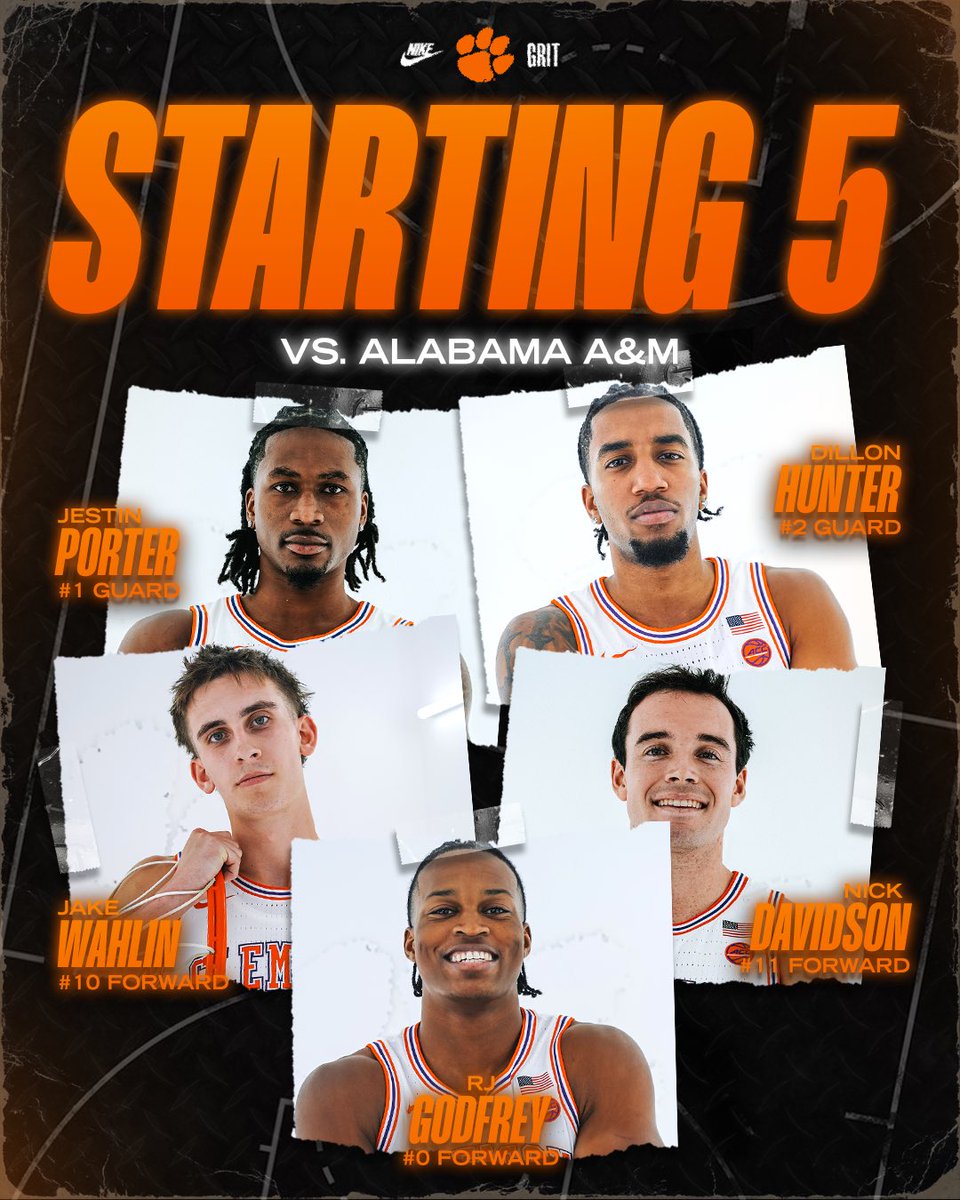 ClemsonMBB's tweet photo. Tonight’s starters! https://t.co/ENT5tUxCIe