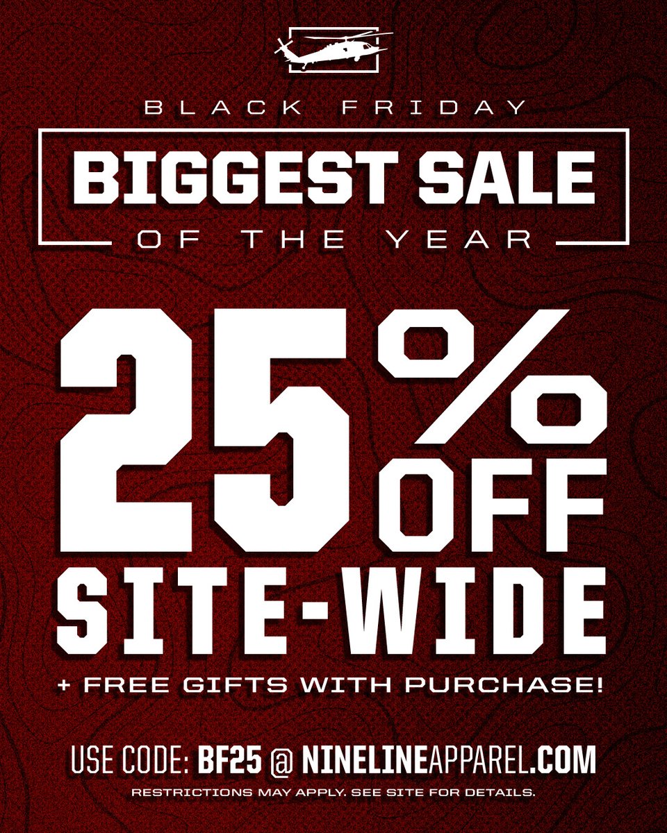 NineLineApparel's tweet image. It’s officially go-time. 25% off sitewide + stacked rewards. The more you spend, the more you score. This is the one sale you don’t want to miss.
Use code BF25- nine.li/NEWX
What’s the first thing going in your cart today? 👇 
#BlackFriday #BlackFridaySale #ShopAndSave