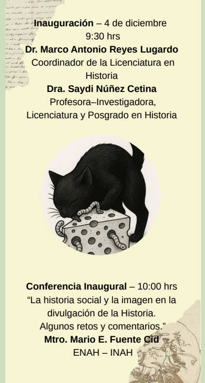 VicioNez's tweet photo. Oigan, paren todo. En la UAM-I me invitaron a dar una conferencia inaugural para un coloquio de difusión de la Historia el próximo jueves (4 de dic). Están por su puesto invitads https://t.co/bZCDw37FZx