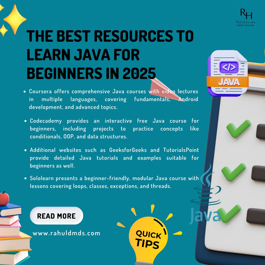MarketerRahul's tweet image. Java programming content covers a wide range of topics suitable for beginners to advanced programmers. It includes foundational concepts such as Java syntax, data types, variables, loops, and conditionals, as well as object-oriented programming principles like classes,