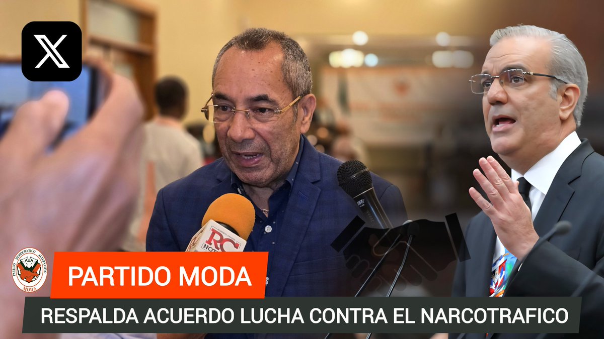 PartidoMODA's tweet image. Partido MODA apoya acuerdo que permite a gobiernos de EE.UU y Rep. Dom. combatir el narcotráfico 

El Partido Democrático Alternativo (MODA), anunció su respaldo a la decisión del presidente Luis Abinader.
#partidomoda #lucha #luchacontranarcotráfico #elpartidodelasoportunidades