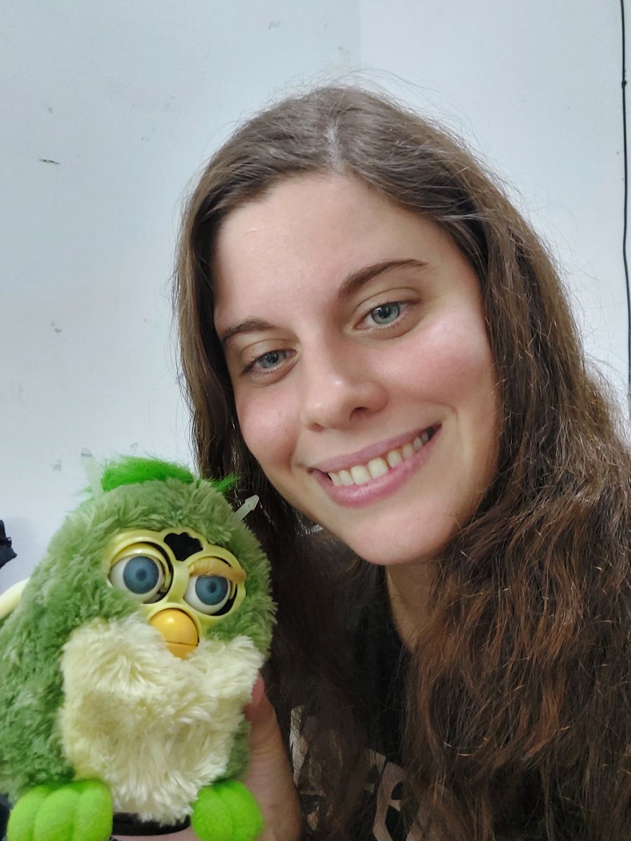 Bought it at a Retro flea ( or flee sorry! English is not my main language) market for 2,4 USD. Was broken, I fix it on stream. It became my official channel pet 🤣. This pic is me and my fixed Furby. It has ears, I sew them later.