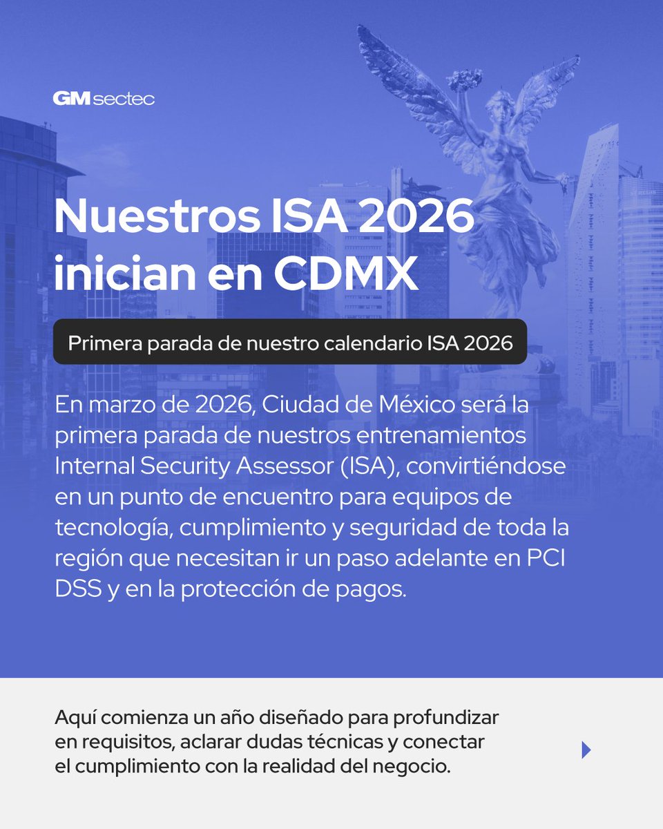 gmsectec_mx's tweet photo. ๐ฃ๐ฟ๐ถ๐บ๐ฒ๐ฟ๐ฎ ๐ฝ๐ฎ๐ฟ๐ฎ๐ฑ๐ฎ ๐ฑ๐ฒ ๐ป๐๐ฒ๐๐๐ฟ๐ผ๐ ๐ฒ๐ป๐๐ฟ๐ฒ๐ป๐ฎ๐บ๐ถ๐ฒ๐ป๐๐ผ๐ ๐๐ฆ๐ ๐ฎ๐ฌ๐ฎ๐ฒ: Ciudad de Mรฉxico. ๐ฒ๐ฝ๐
๐ Ciudad de Mรฉxico
๐ 11 y 12 de marzo de 2026
Regรญstrate o solicita mรกs detalles escribiendo a: romana.sturdikova@gmsectec.com โ
#ISA2026 #PCITraining https://t.co/jSwtoUalID