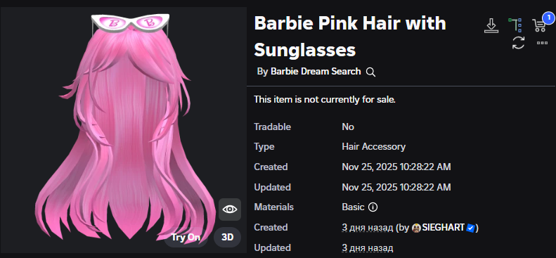 Xh0PlUgc's tweet image. 📣This item will be available on December 2nd at 4PM ET.

📦Stock: 25,000+?
❗How to get it: You will need to complete the 1-4 week task and then you will be able to get it.

➡️roblox.com/catalog/108037…
➡️roblox.com/games/12034864…

#Roblox #RobloxDev #RobloxFreeUGC #RobloxUGCLimited