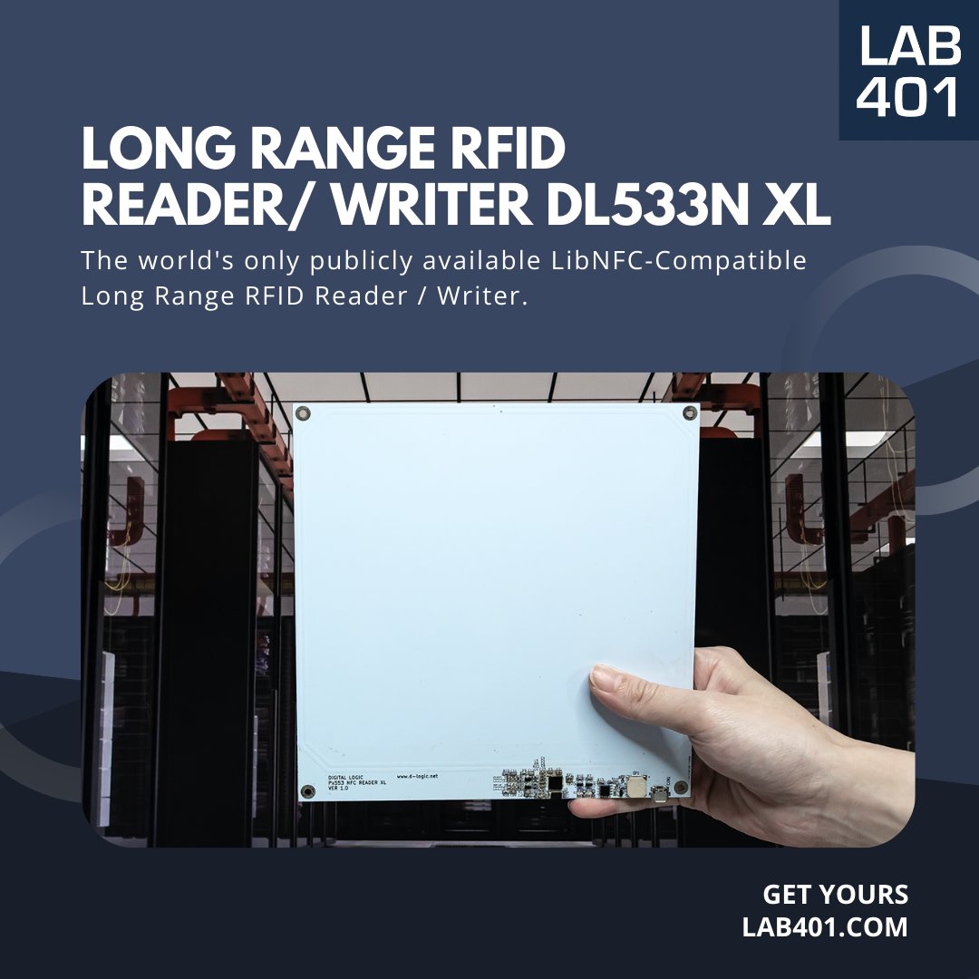 Lab_401's tweet image. 📡 The only publicly available long-range LibNFC RFID reader/writer! Read, write, sniff, emulate &amp;amp; crack ISO14443A/B (MIFARE®, FeliCa, NTAG &amp;amp; more) up to 18cm—stealthy &amp;amp; powerful. 🔑 l.lab401.com/lhzpH 
#RFID #CyberSecurity #LongRangeReading #pentesting #infosec #Lab401